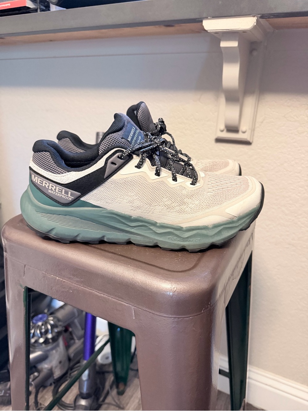 Merrell Trail Running Shoes in Light Gray and Sage